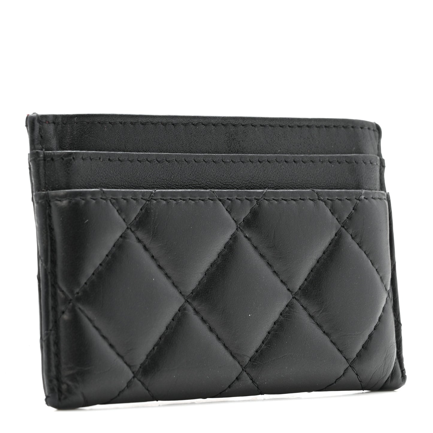 Aged Calfskin Quilted Lucky Charms Reissue Card Holder Black