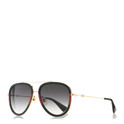 Gucci Web Aviator Sunglasses GG0062S Green Red 1 of 9