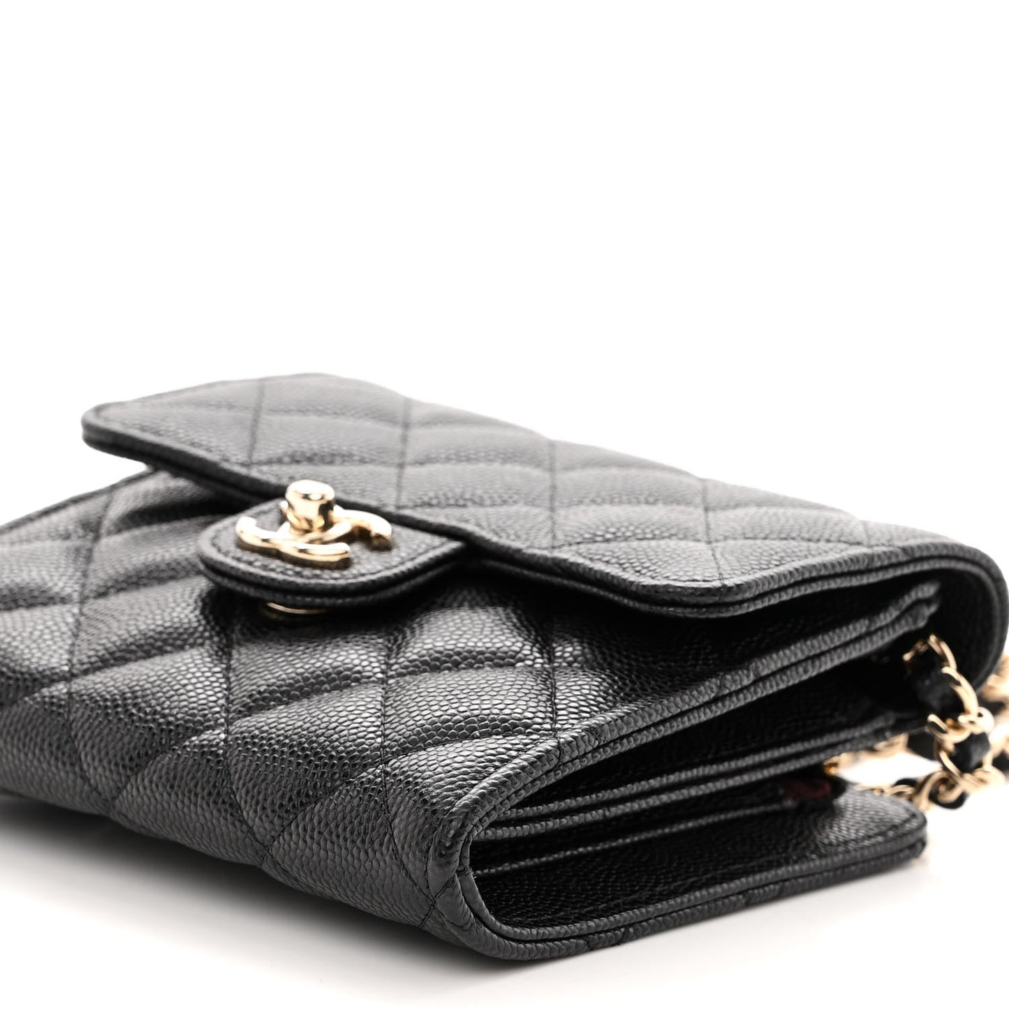 Caviar Quilted Clutch With Chain Bag Black
