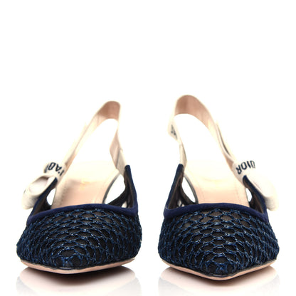 Christian Dior Resille Lambskin Ribbon J'Adior Slingback 65mm Pumps 39 Indigo Blue 2 of 8