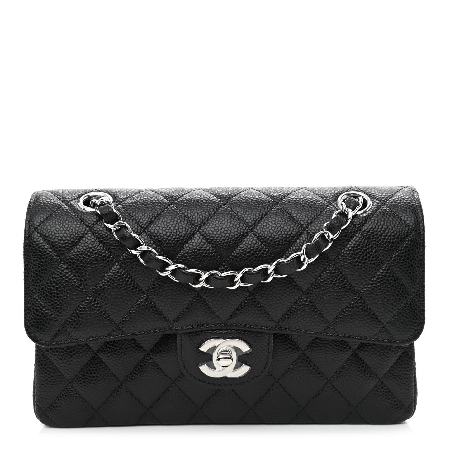 Caviar Quilted Small Double Flap Black