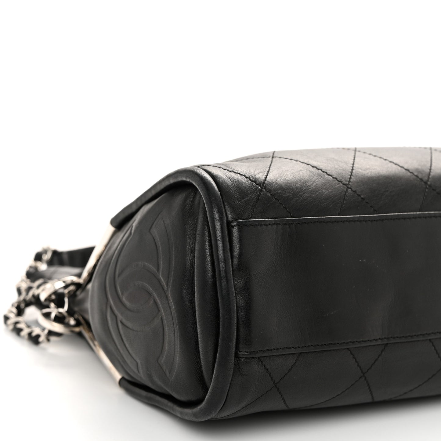 Lambskin Stitched Medium Ultimate Soft Tote Black