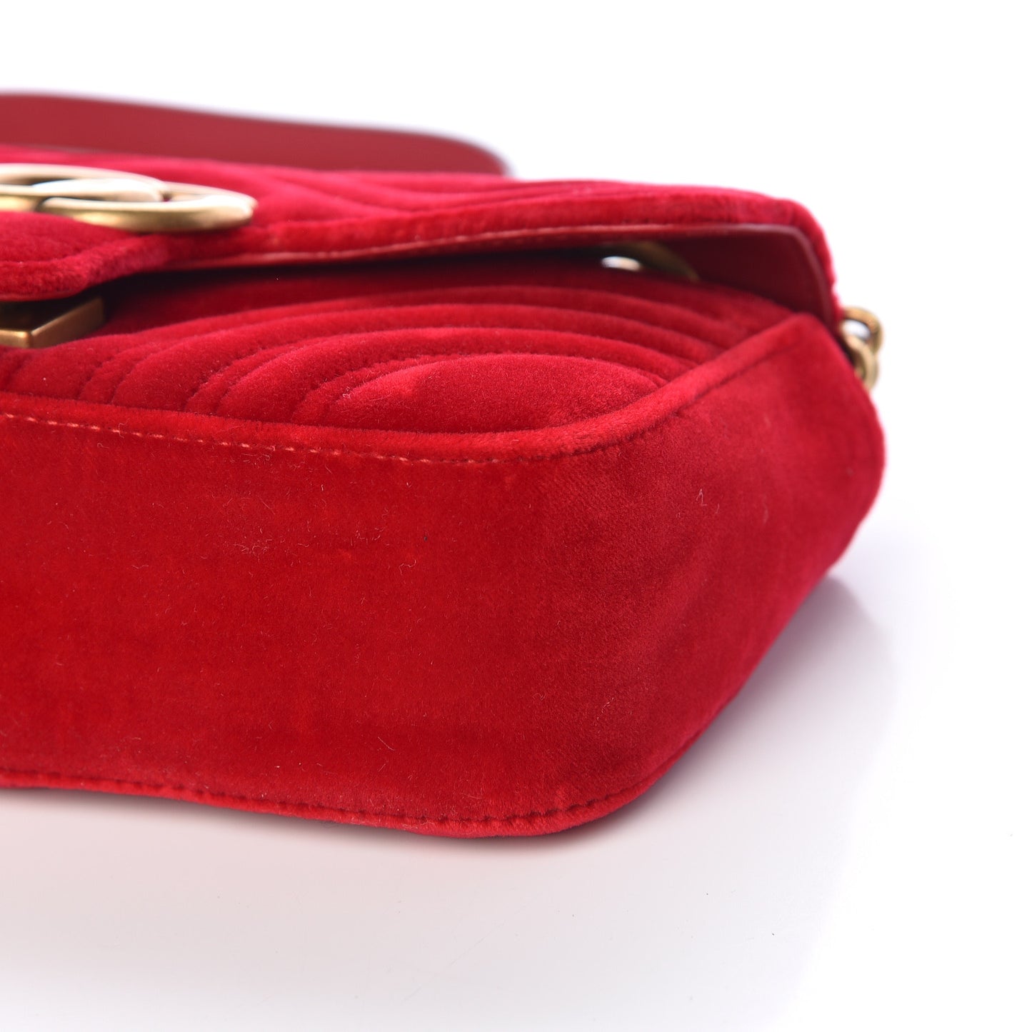 Velvet Matelasse Mini GG Marmont Shoulder Bag Hibiscus Red