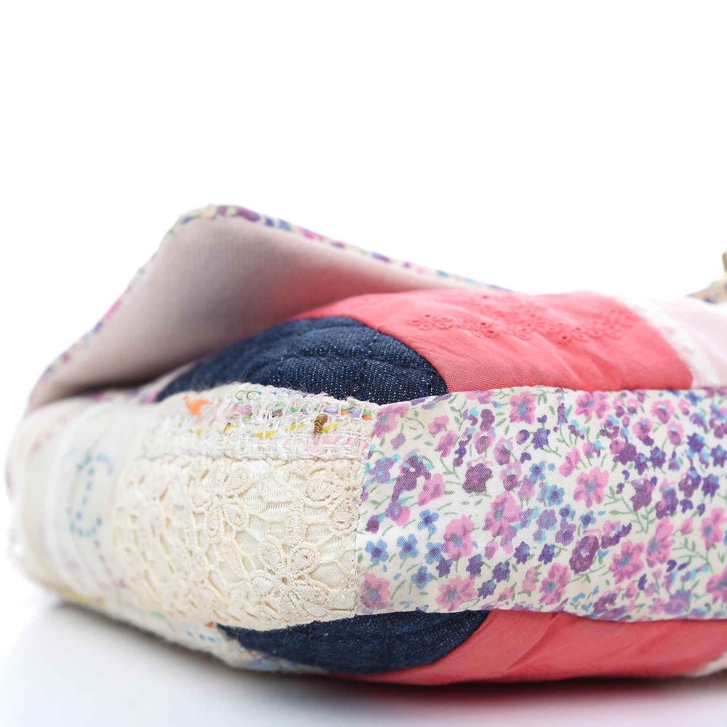 Fabric Patchwork Medium Flap Bag Pink