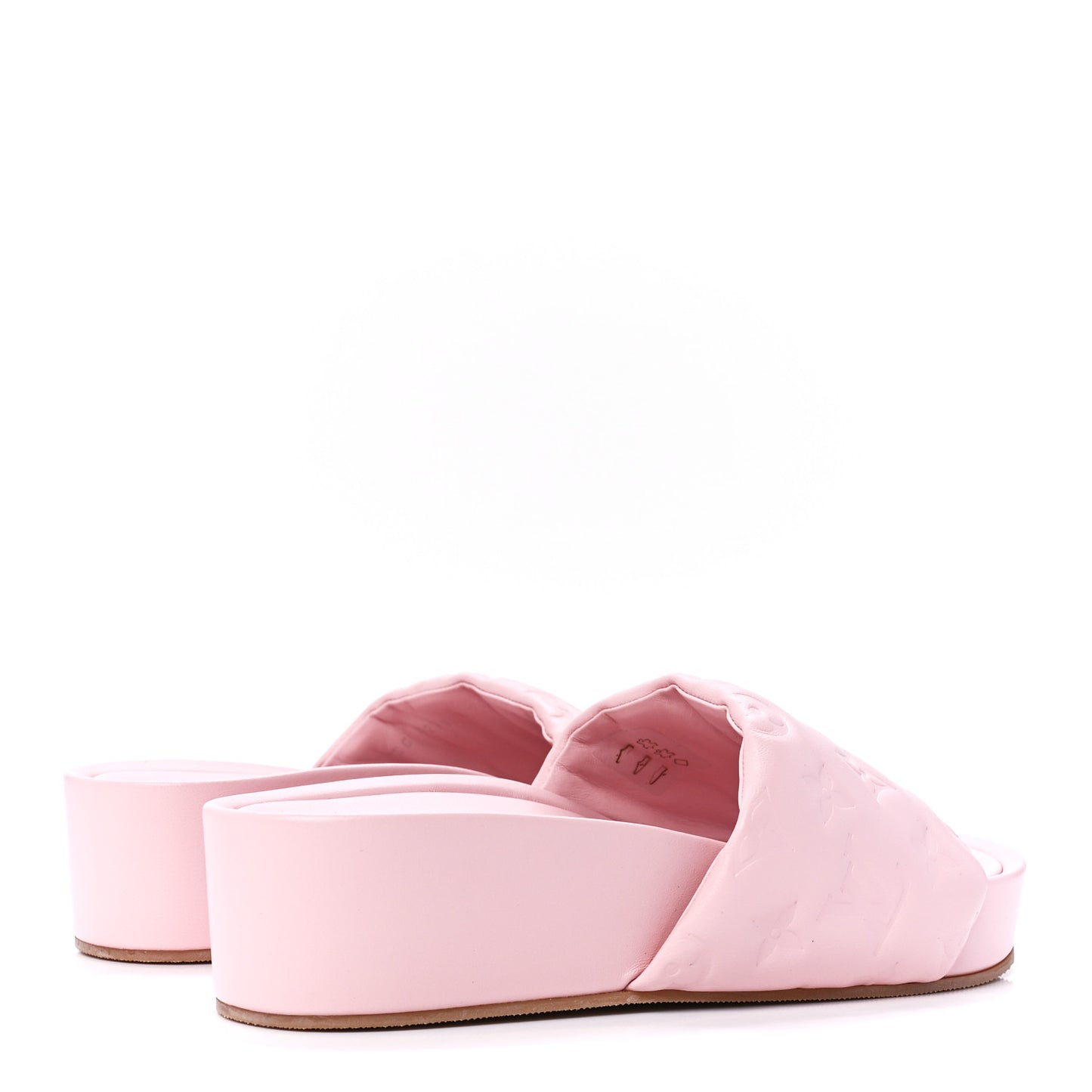 Lambskin Embossed Monogram Jumbo Flatform Mule Sandals 39 Rose Clair