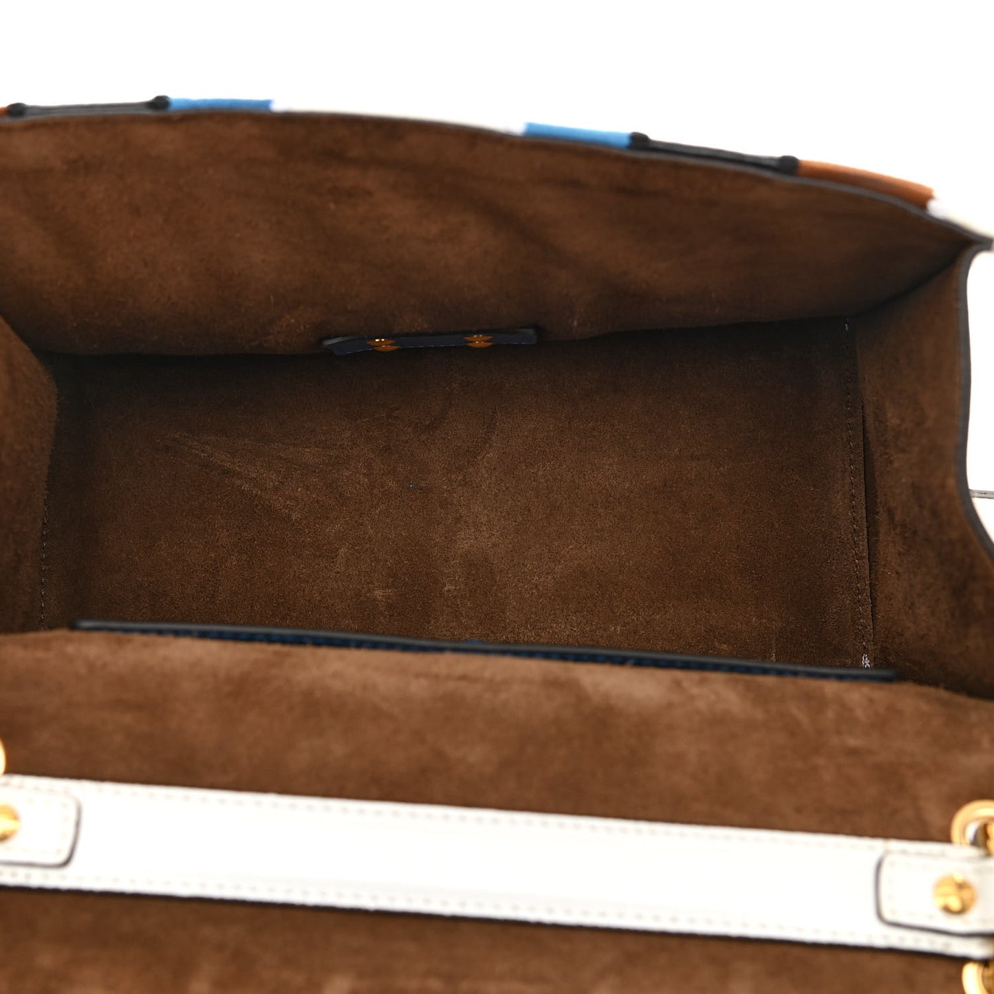 Agnello Old Shine Chamois F is Fendi Embossed Kan U Shoulder Bag White Nebula Multicolor