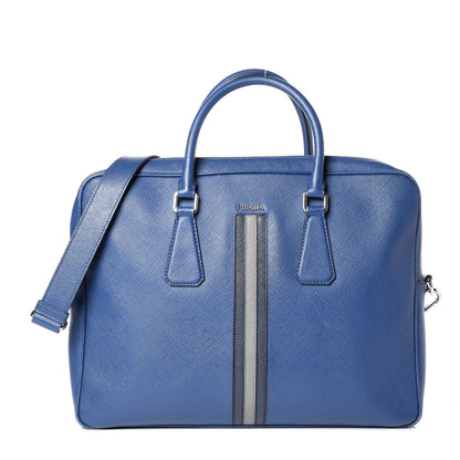 Prada Saffiano Travel Briefcase Blue Multicolor 1 of 12