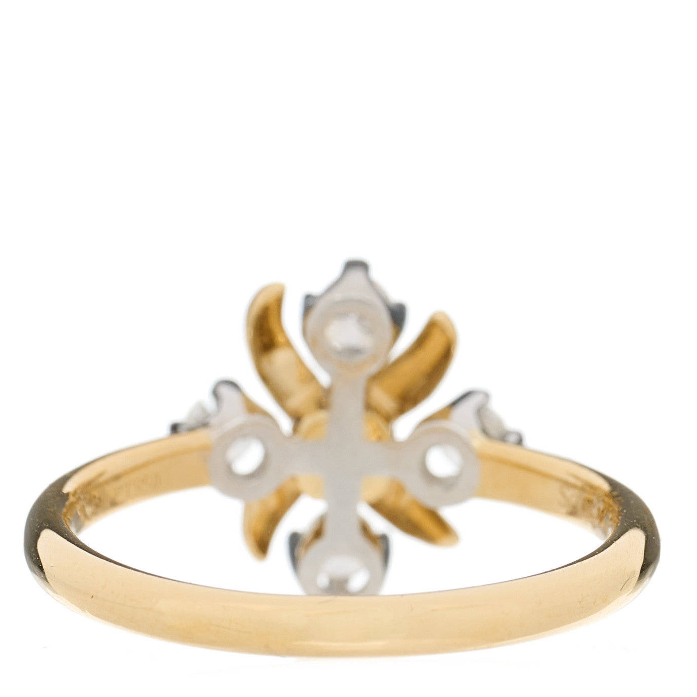 Tiffany 18K Yellow Gold Platinum Diamond Schlumberger Lynn Ring 50 5.5 3 of 5