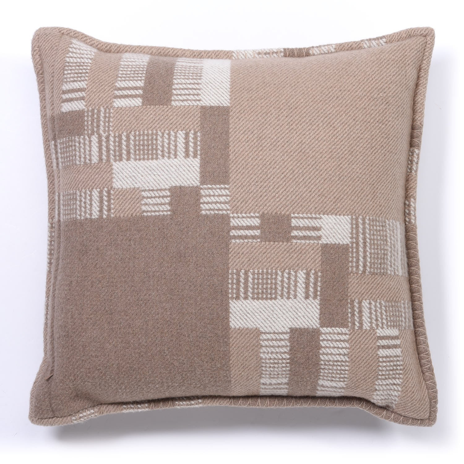 Hermes Wool Cashmere Avalon Paper Block Pillow Ecru Naturel 2 of 3