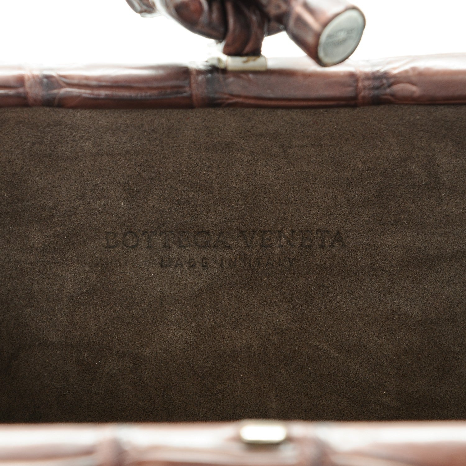 Bottega Veneta Crocodile Knot Clutch Brown 6 of 6