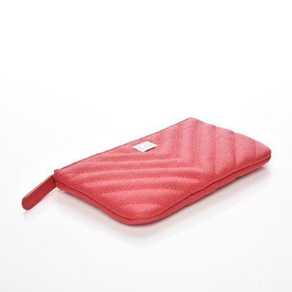 Chanel Calfskin Chevron Small Cosmetic Case Pink 4 of 8