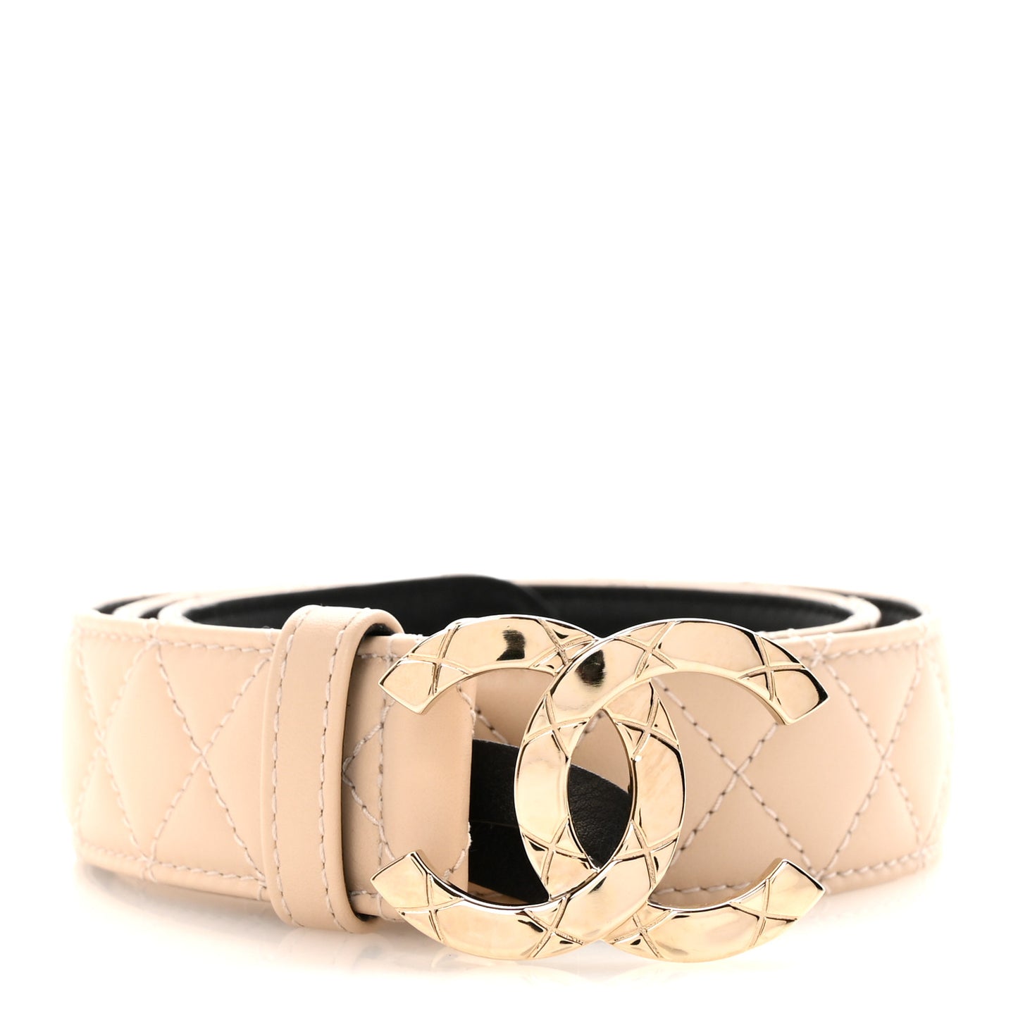 Lambskin Quilted CC Belt 75 30 Beige