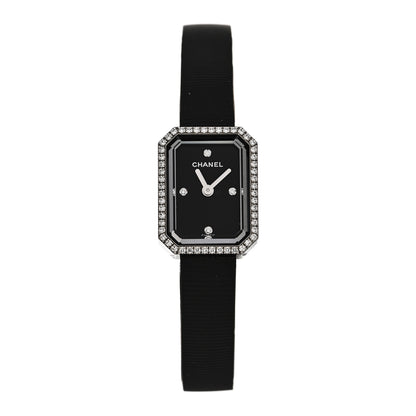 Chanel Stainless Steel Rubber Diamond Bezel 16mm Premiere Quartz Watch Black 1 of 5