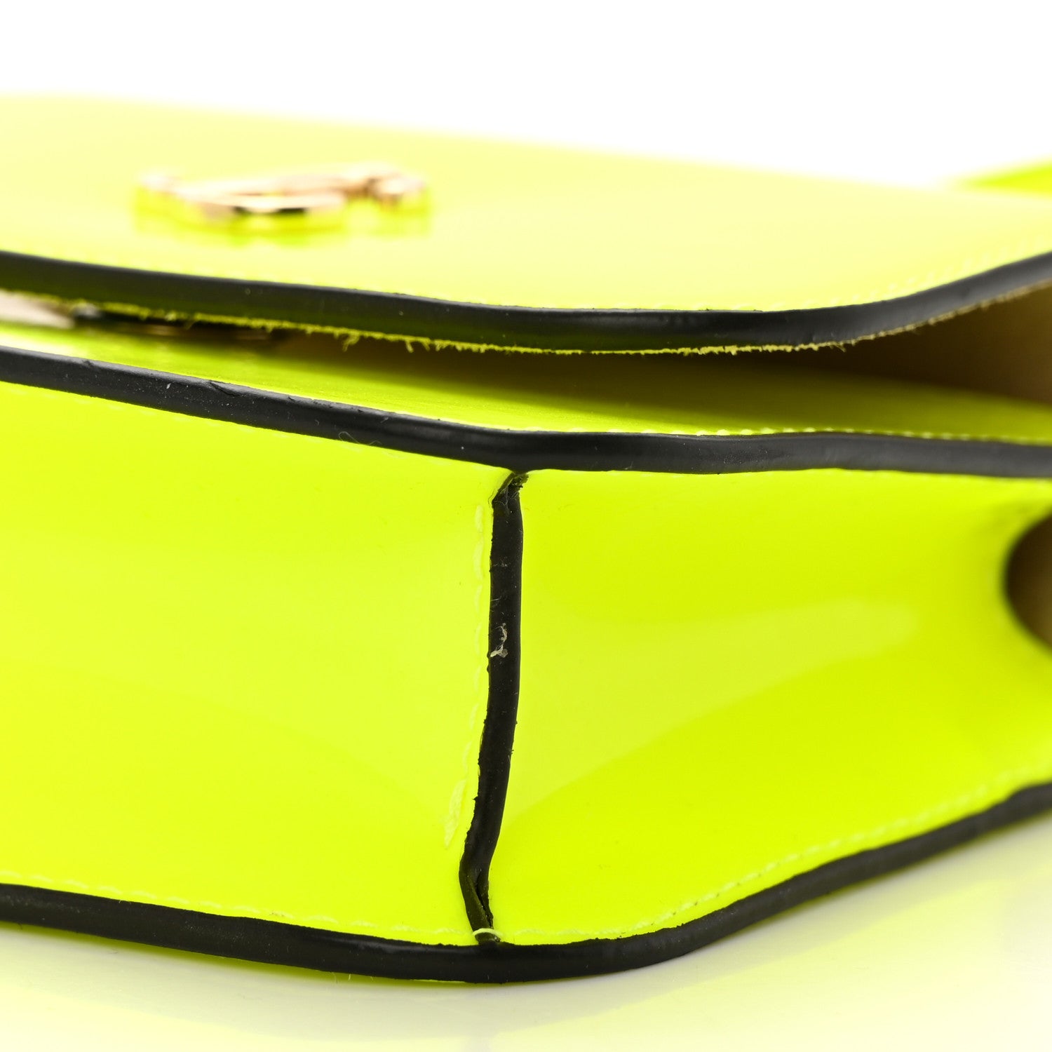 Jimmy Choo Patent Calfskin Micro Varenne Top Handle Satchel Neon Citron 9 of 13