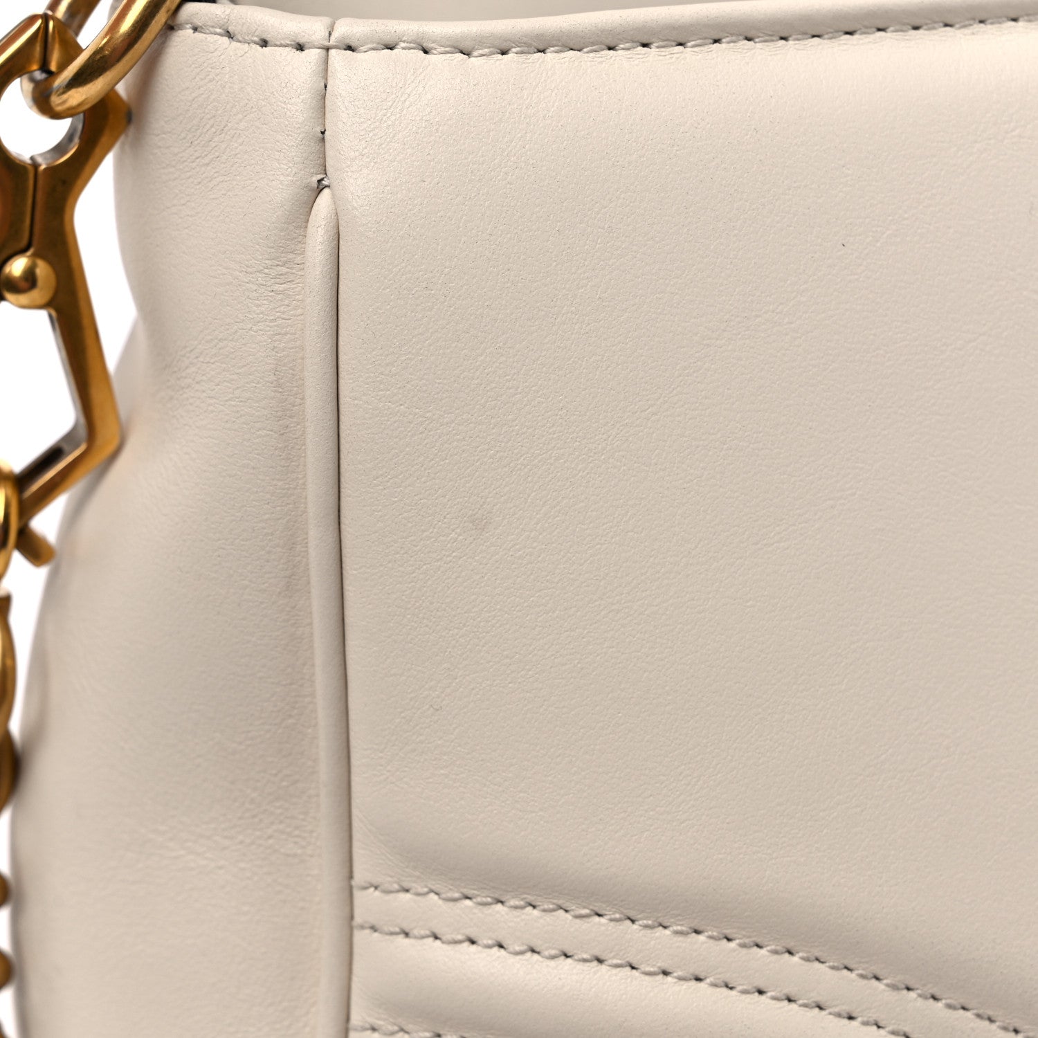 Gucci Calfskin Matelasse Small GG Marmont Top Handle Shoulder Bag White 15 of 18
