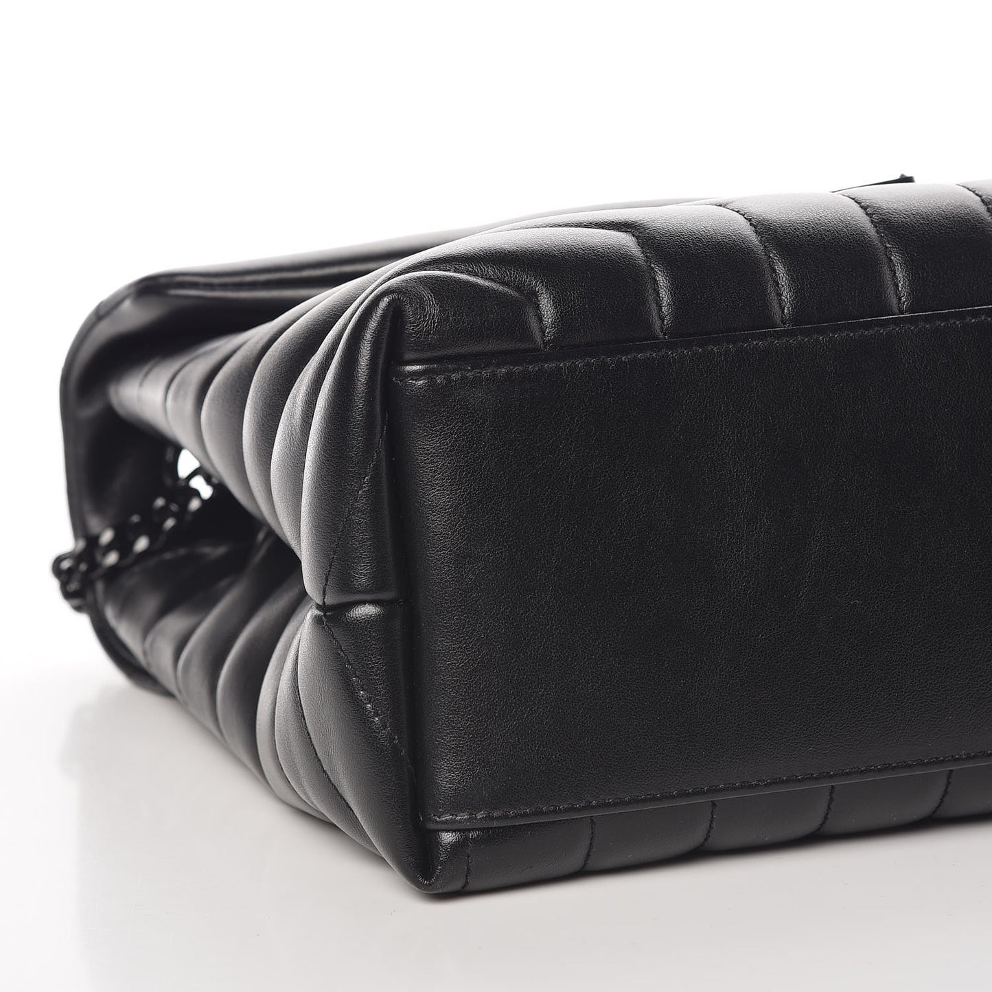 Calfskin Y Quilted Monogram Medium Loulou Chain Satchel Black