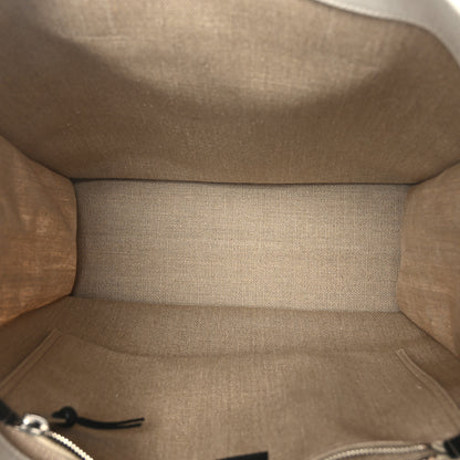 Saint Laurent Linen Calfskin Rive Gauche North South Tote Optic White 5 of 8