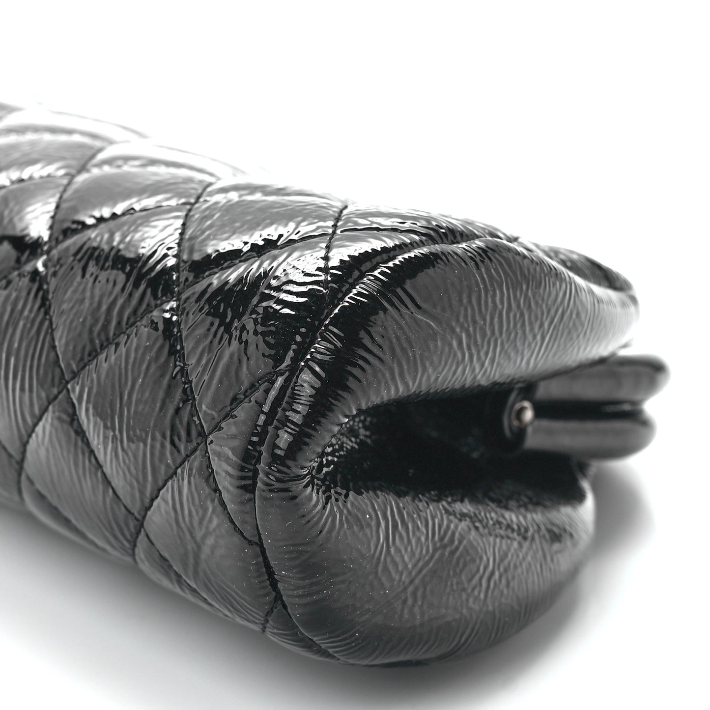 Distressed Patent Quilted Timeless Clutch Black