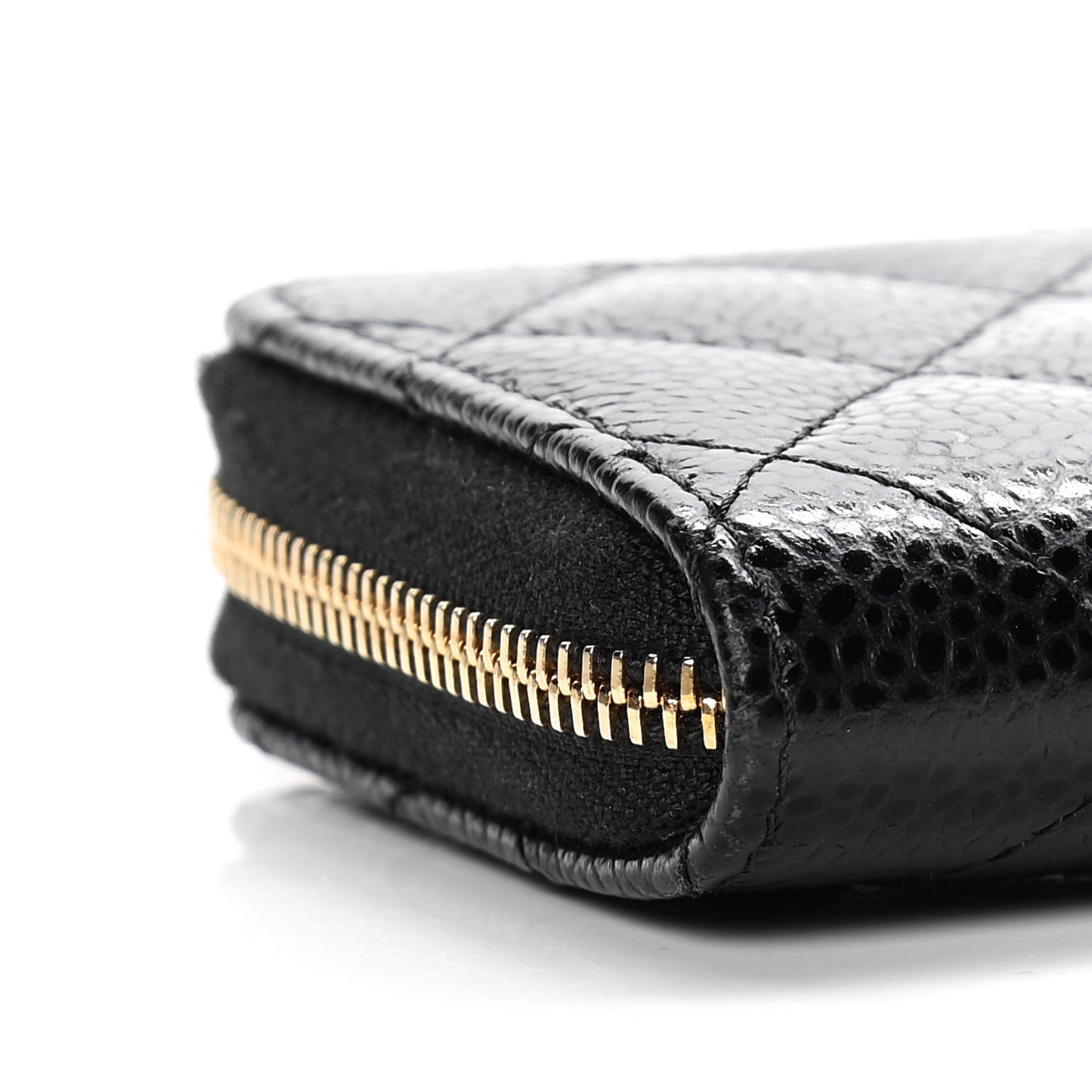 Caviar Quilted Zip Coin Purse Black