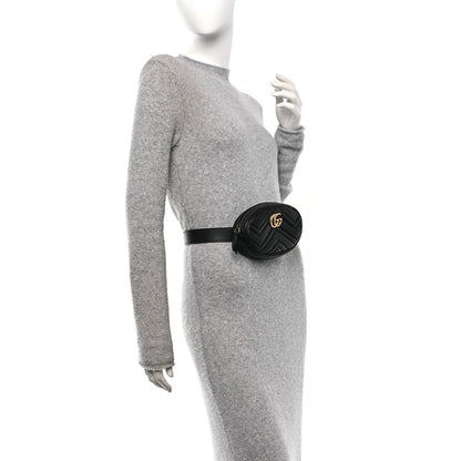 Gucci Calfskin Matelasse GG Marmont Belt Bag 85 34 Black 2 of 10