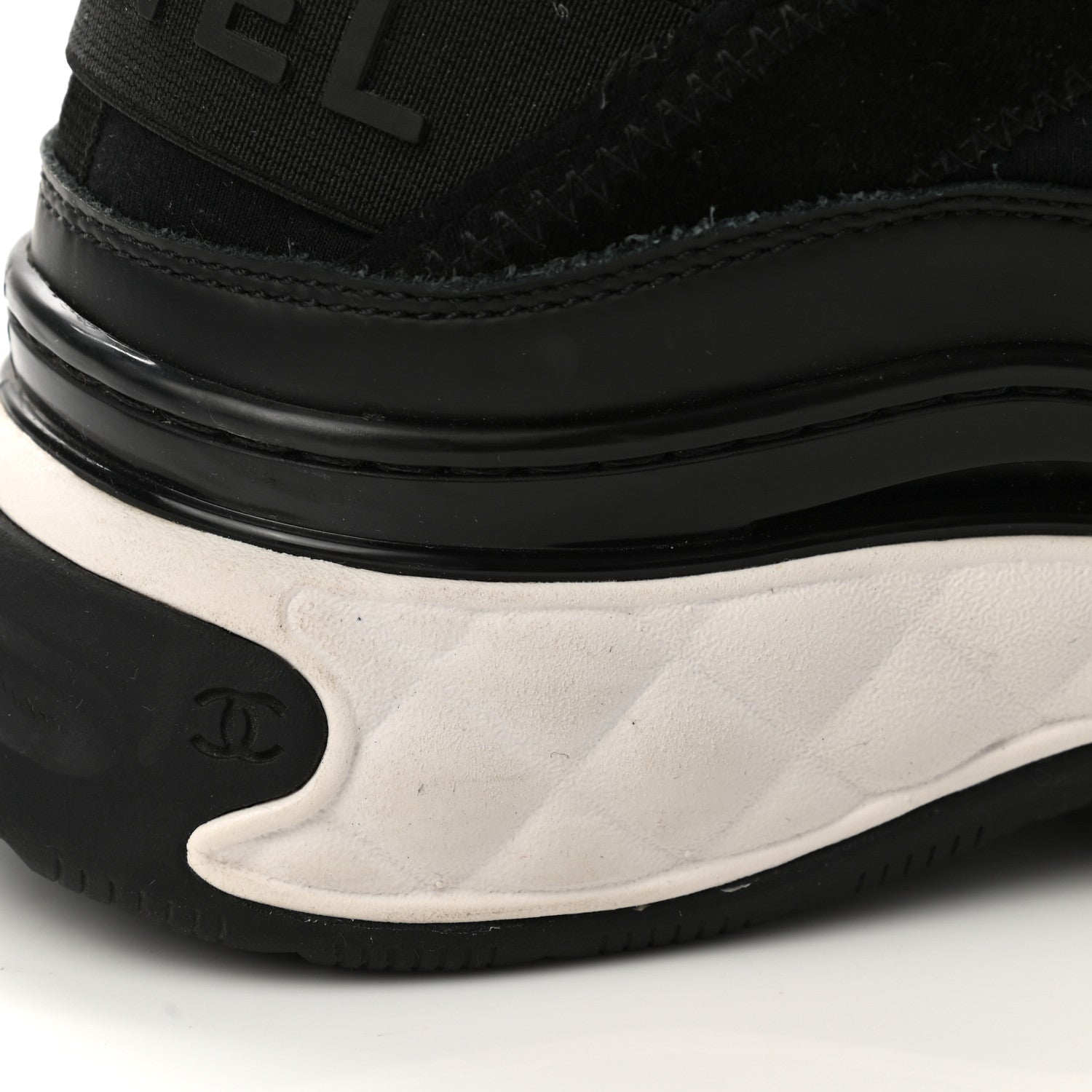 Chanel Velvet Calfskin Mixed Fibers CC Sneakers 38 Black 9 of 14