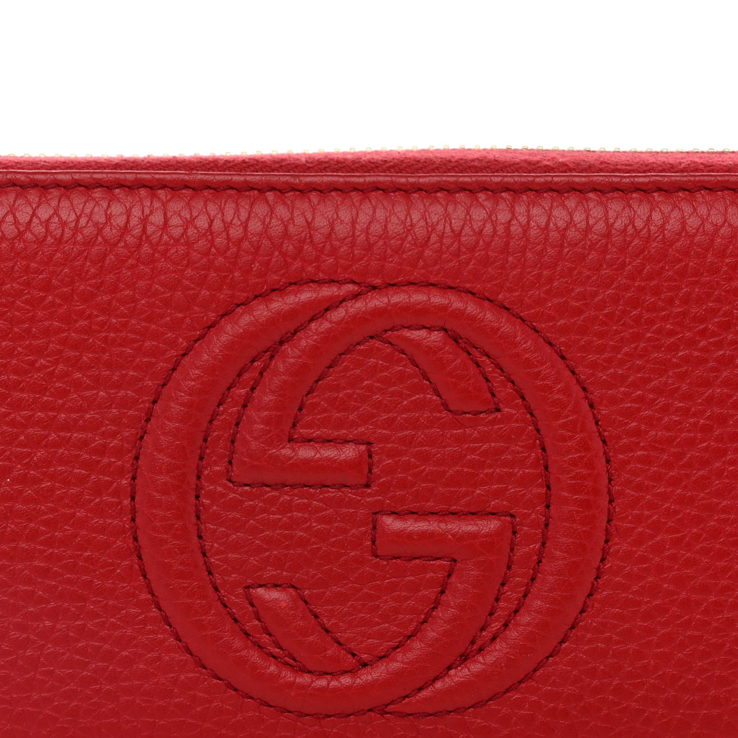 Pebbled Calfskin Soho Zip Around Wallet Red