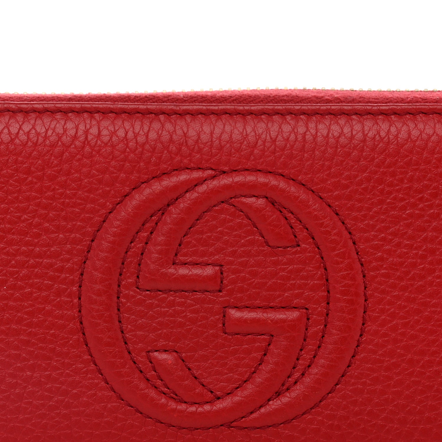 Gucci Pebbled Calfskin Soho Zip Around Wallet Red 8 of 14