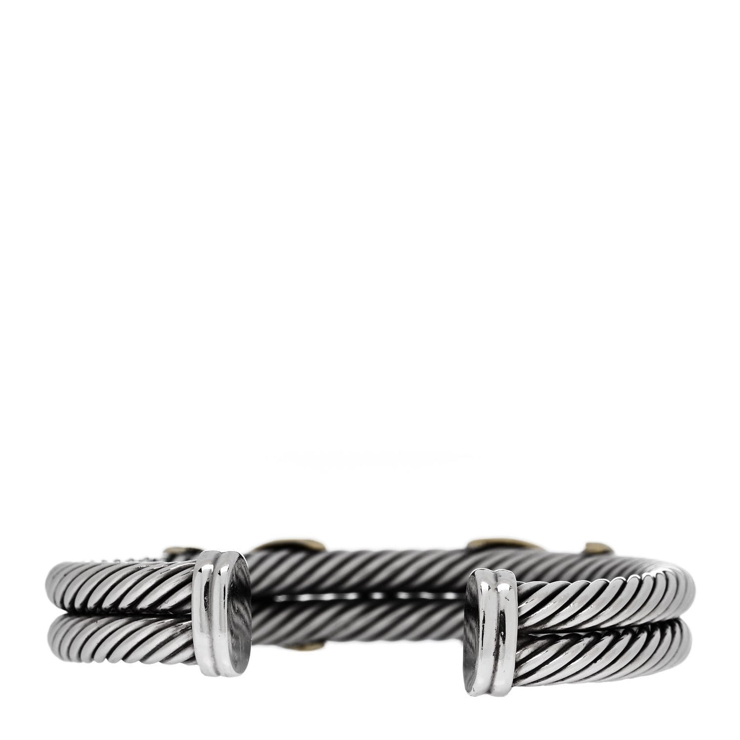 Sterling Silver 14K Yellow Gold 10mm Double X Cable Bracelet