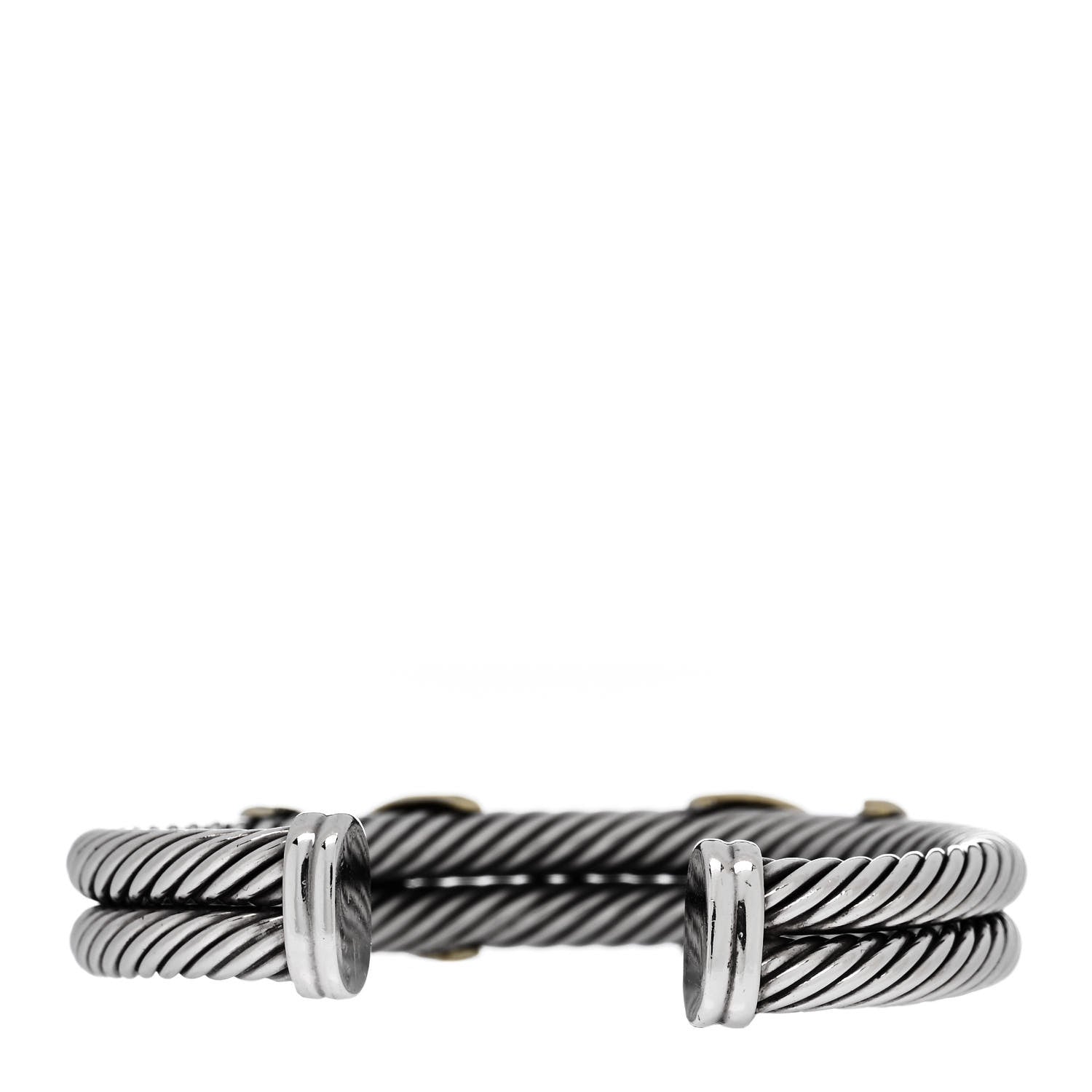 David Yurman Sterling Silver 14K Yellow Gold 10mm Double X Cable Bracelet 2 of 3