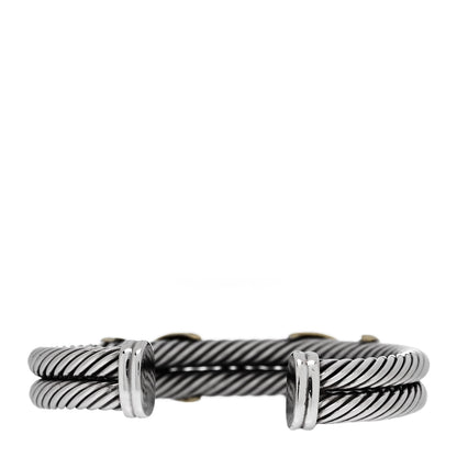 David Yurman Sterling Silver 14K Yellow Gold 10mm Double X Cable Bracelet 2 of 3