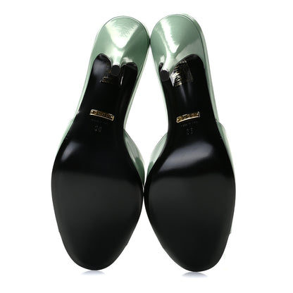Gucci Polished Calfskin Scarlet Mid Heel Slide Sandals 38 Aqua Green 6 of 10