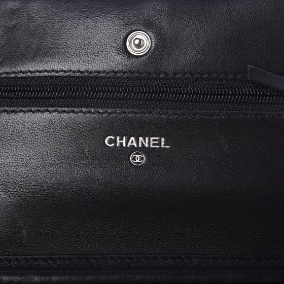 Lambskin Timeless CC Wallet On Chain WOC Black