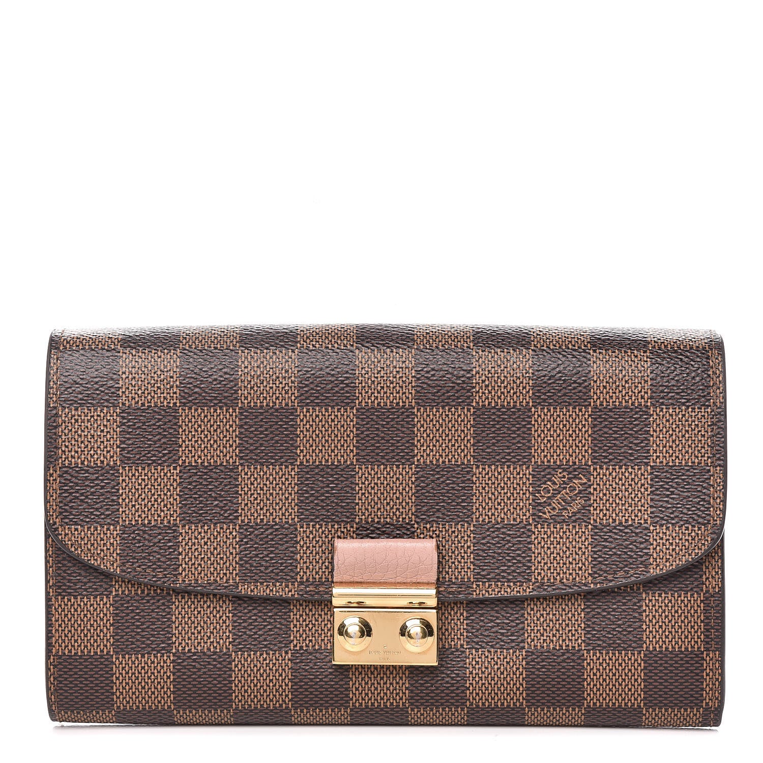Louis Vuitton Damier Ebene Croisette Chain Wallet Rose Ballerine 1 of 8