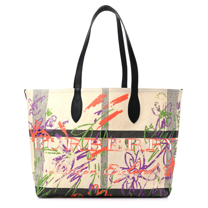 Burberry Coated Canvas Medium Reversible Doodle Tote White Black 1 of 12