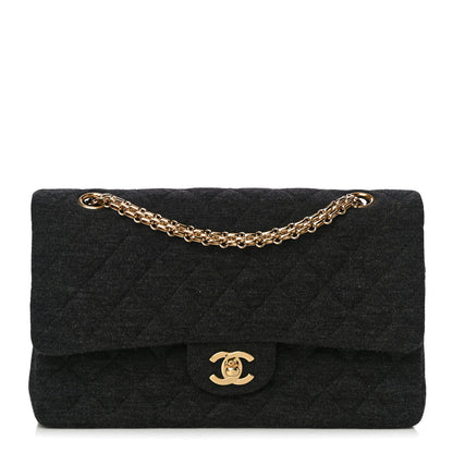 Chanel Jersey Quilted Medium Bijoux Chain Double Flap Gray 1 of 10
