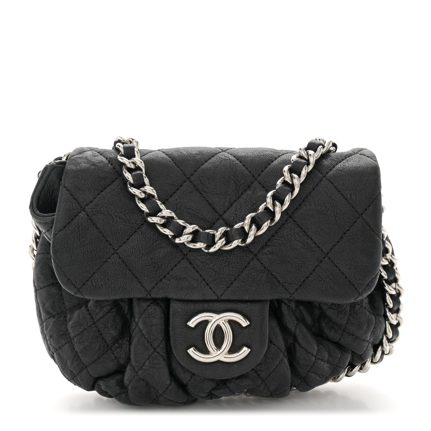 Chanel Washed Lambskin Quilted Mini Chain Around Flap Black 1 of 13