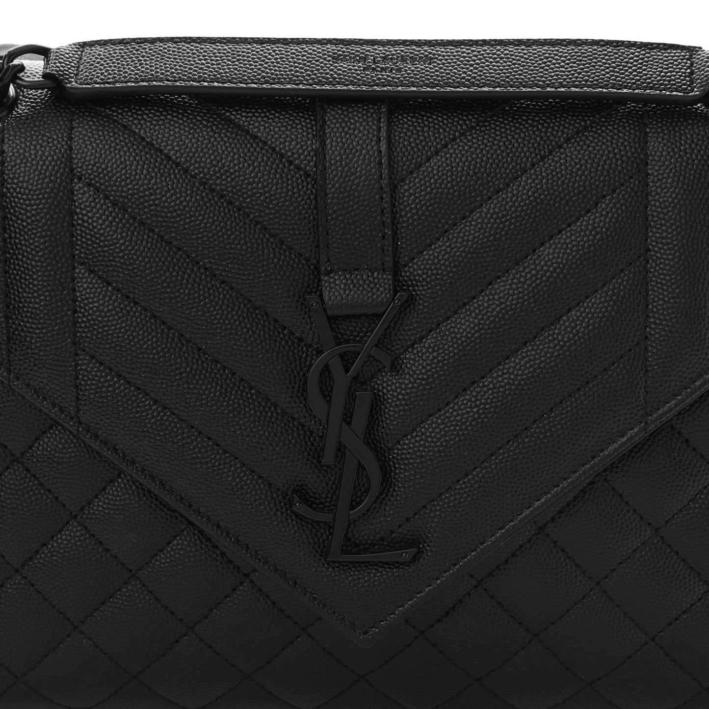 Grain De Poudre Textured Mixed Matelasse Triquilt Medium Monogram Satchel Black