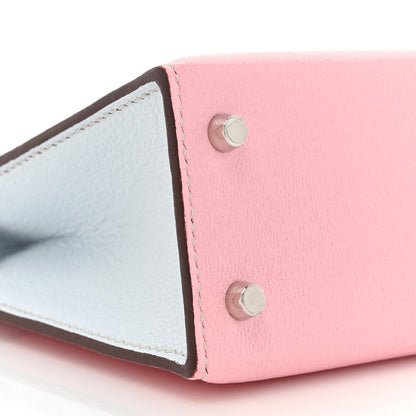 Hermes Chevre Mysore Horseshoe Mini Kelly Sellier 20 Rose Sakura Bleu Brume 10 of 11