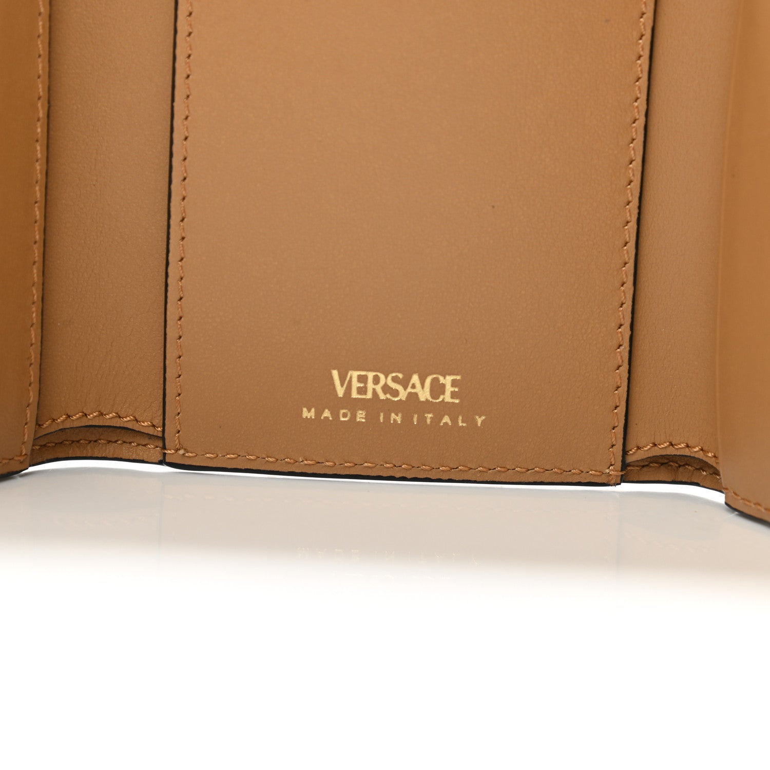 Versace Vitello Virtus Bi-Fold Wallet Caramel 6 of 9