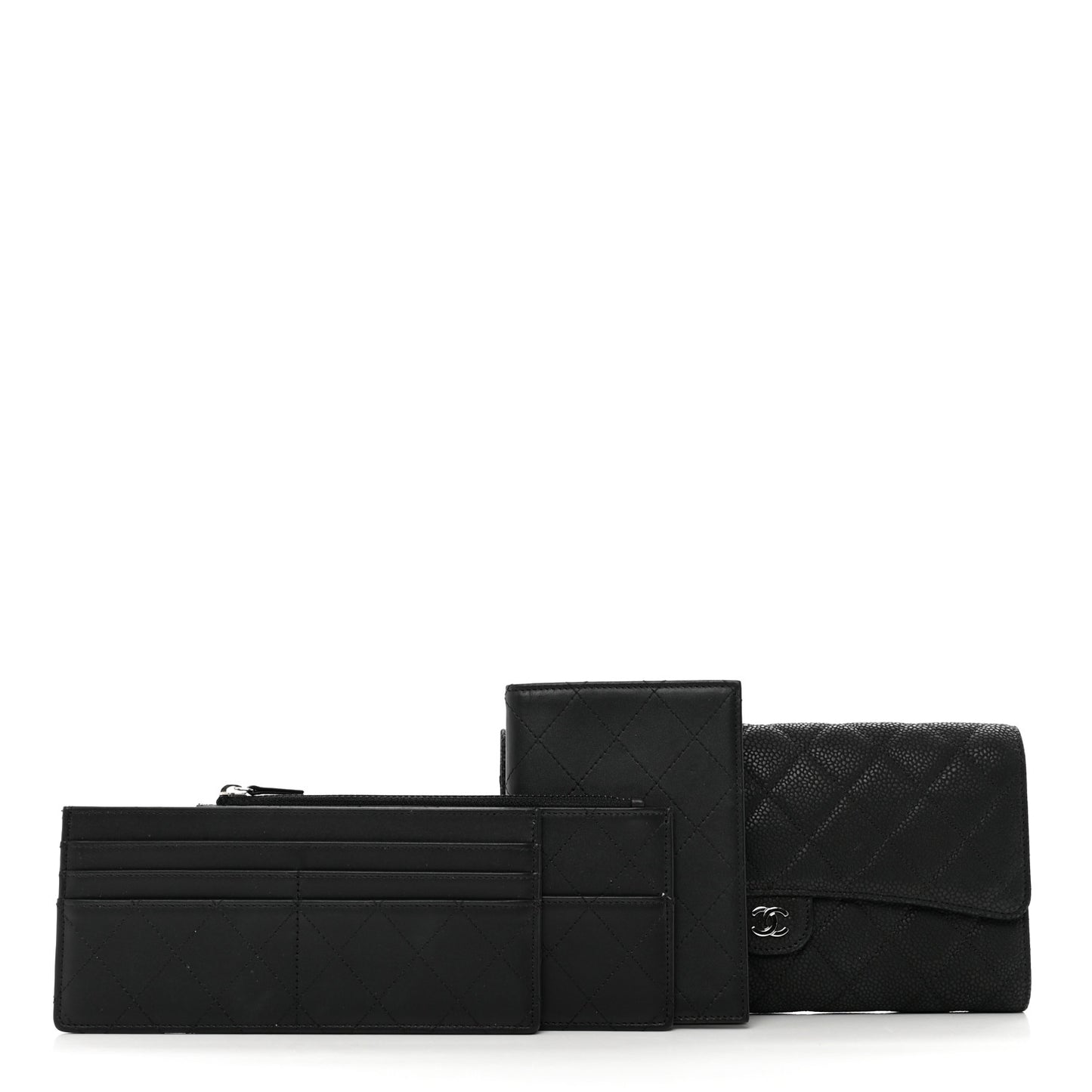 Caviar Quilted Travel Wallet Black