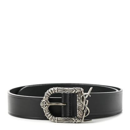 Saint Laurent Calfskin Monogram Celtique Belt 70 28 Black 1 of 8