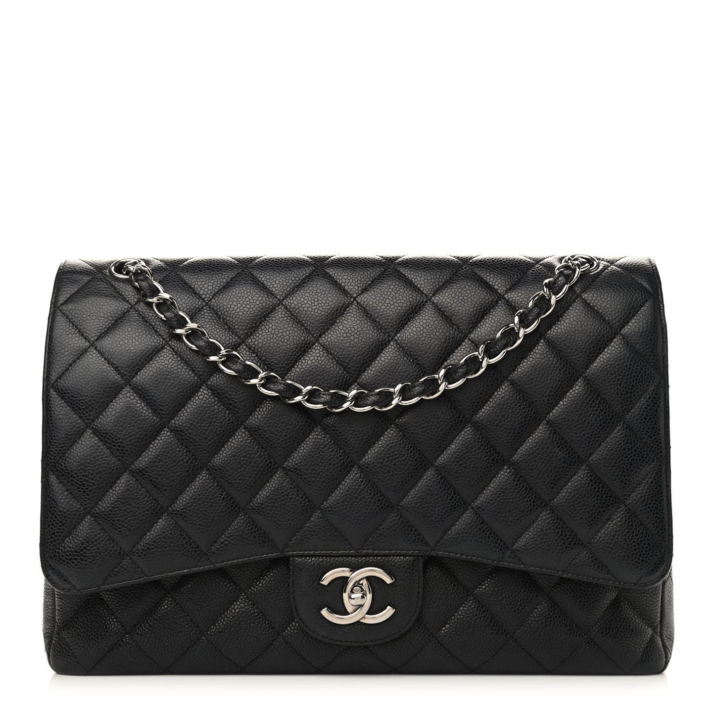 Caviar Quilted Maxi Double Flap Black
