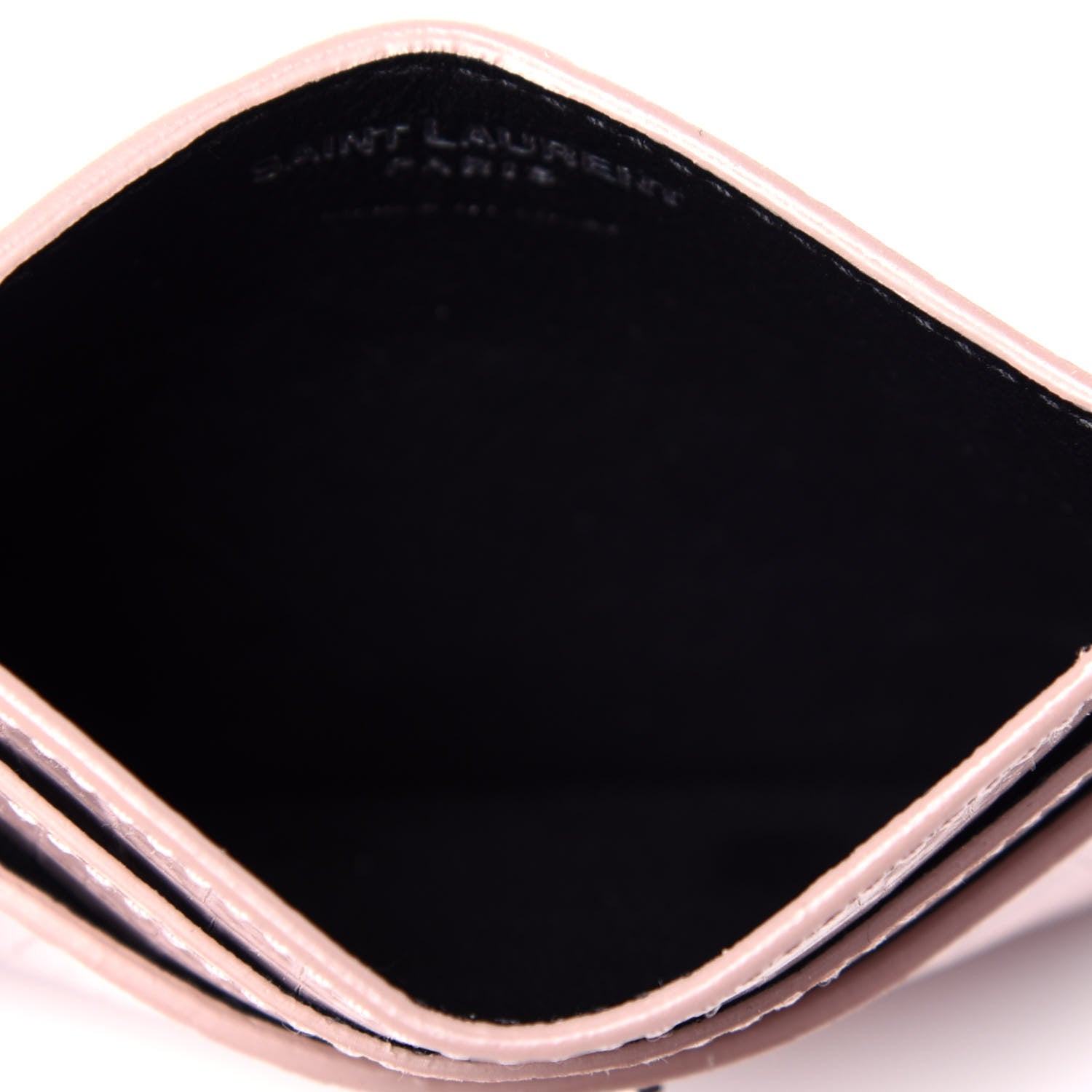 Saint Laurent Calfskin Crocodile Embossed Monogram Card Case Rose Antic 5 of 10