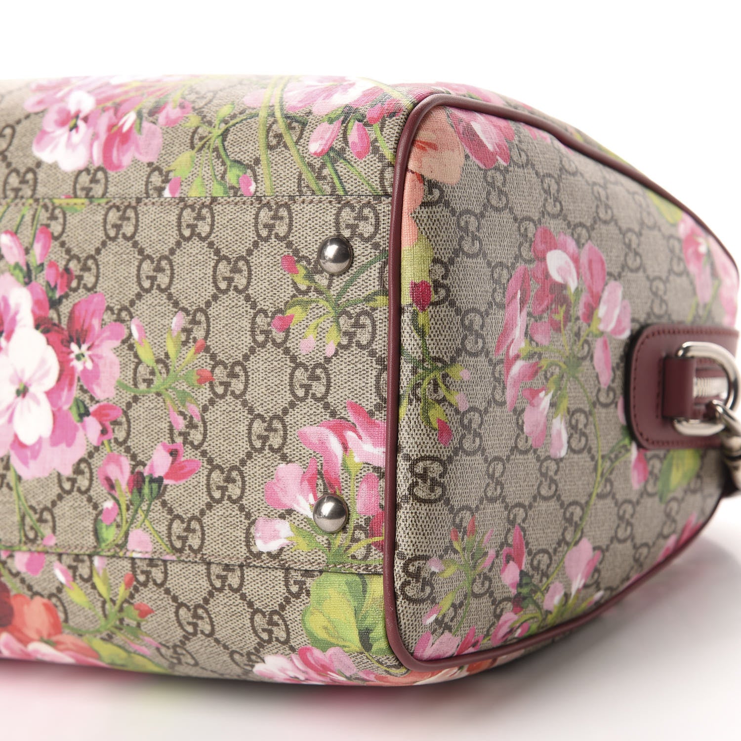 Gucci GG Supreme Monogram Blooms Medium Boston Beige Multicolor Dry Rose 9 of 11