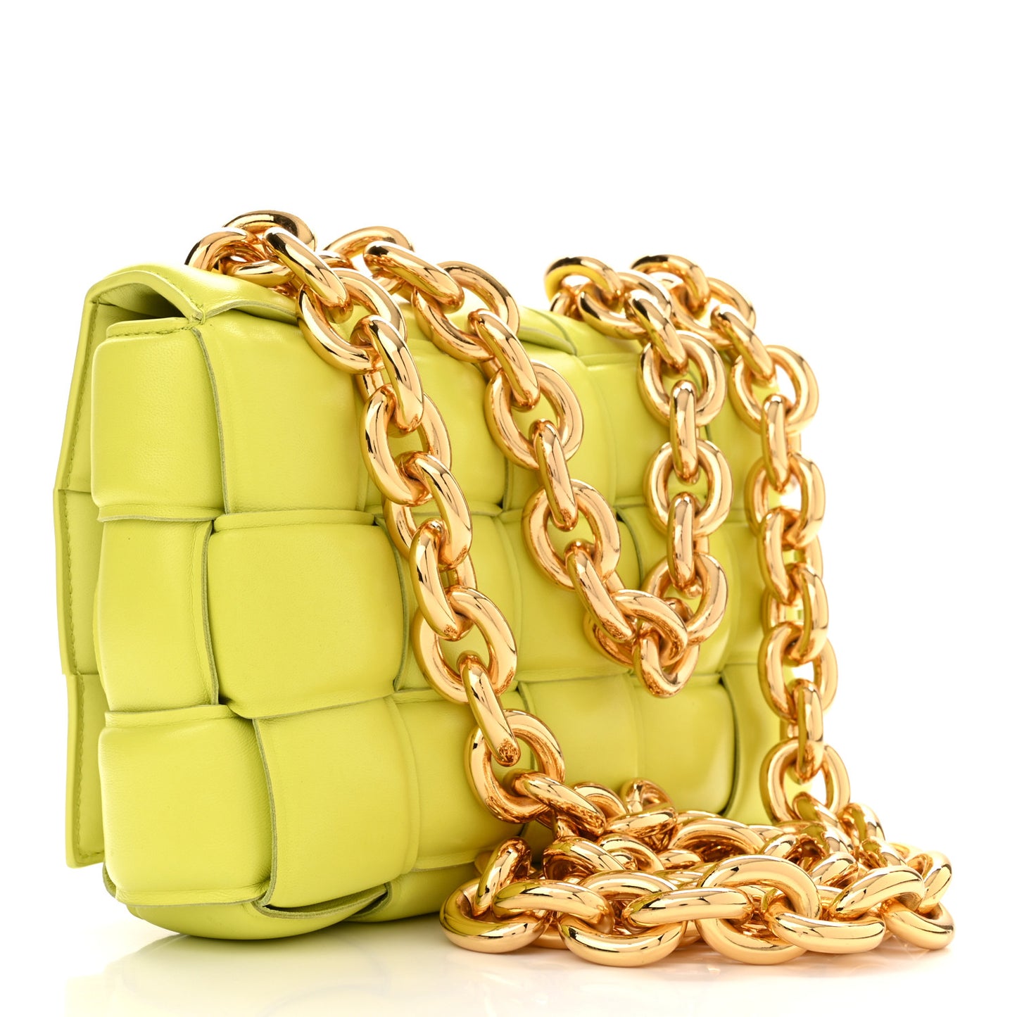 Lambskin Maxi Intreccio Padded Chain Cassette Crossbody Bag Kiwi