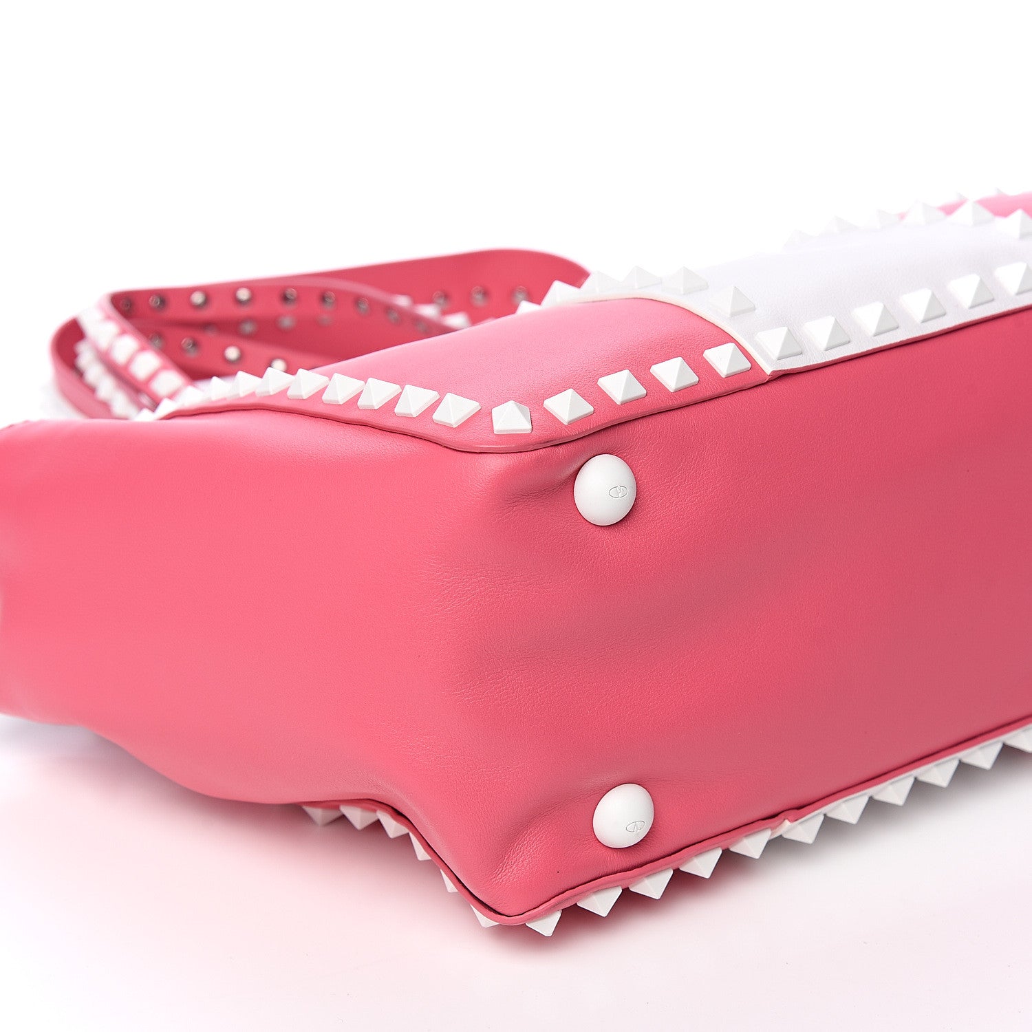 Valentino Garavani Vitello Colorblock Small Free Rockstud Tote Shadow Pink Optic White 6 of 9