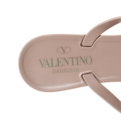 Valentino Garavani PVC Jelly Rockstud Bow Thong Sandals 36 Poudre 9 of 11