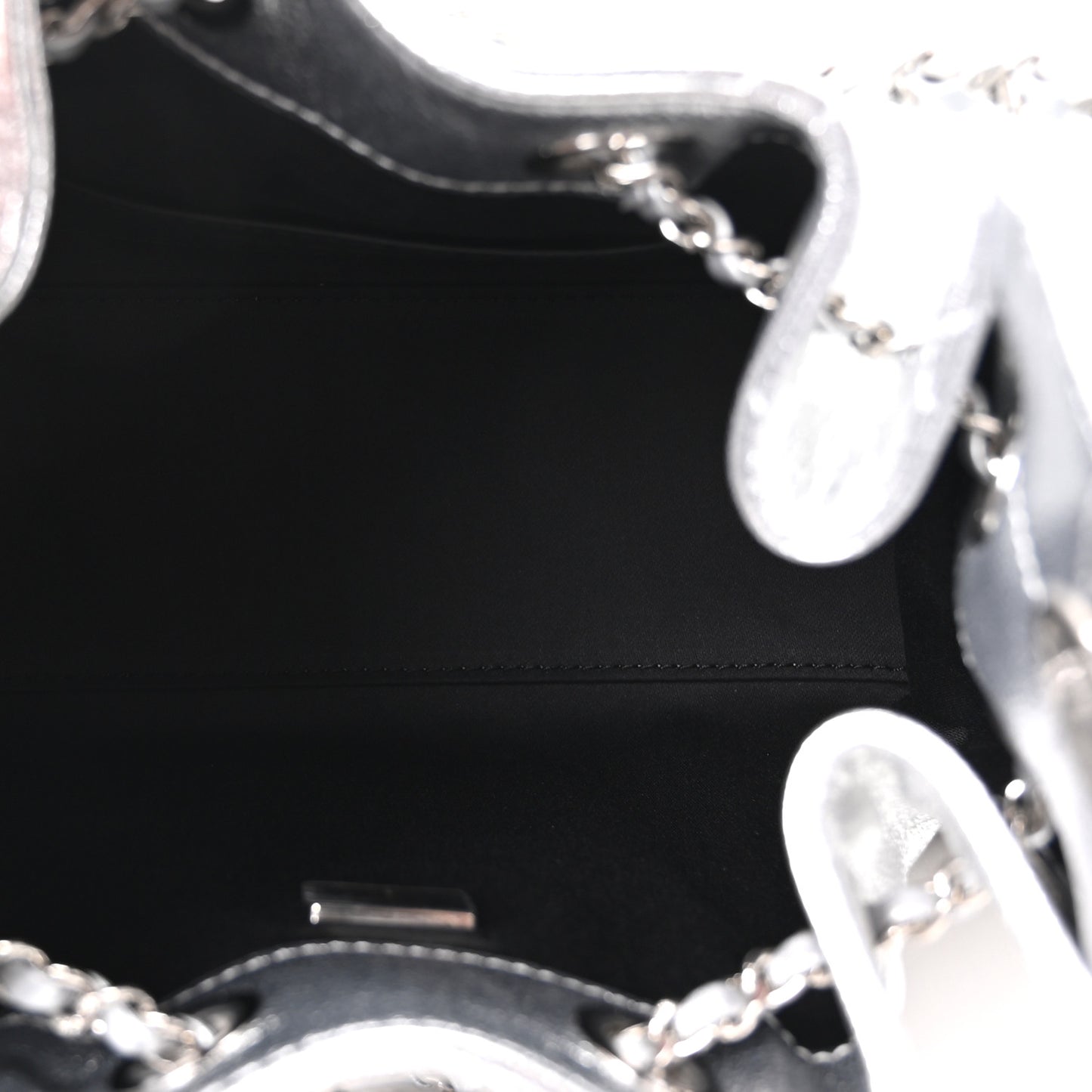 Metallic Caviar Quilted Mini Chanel 25 Handbag Silver