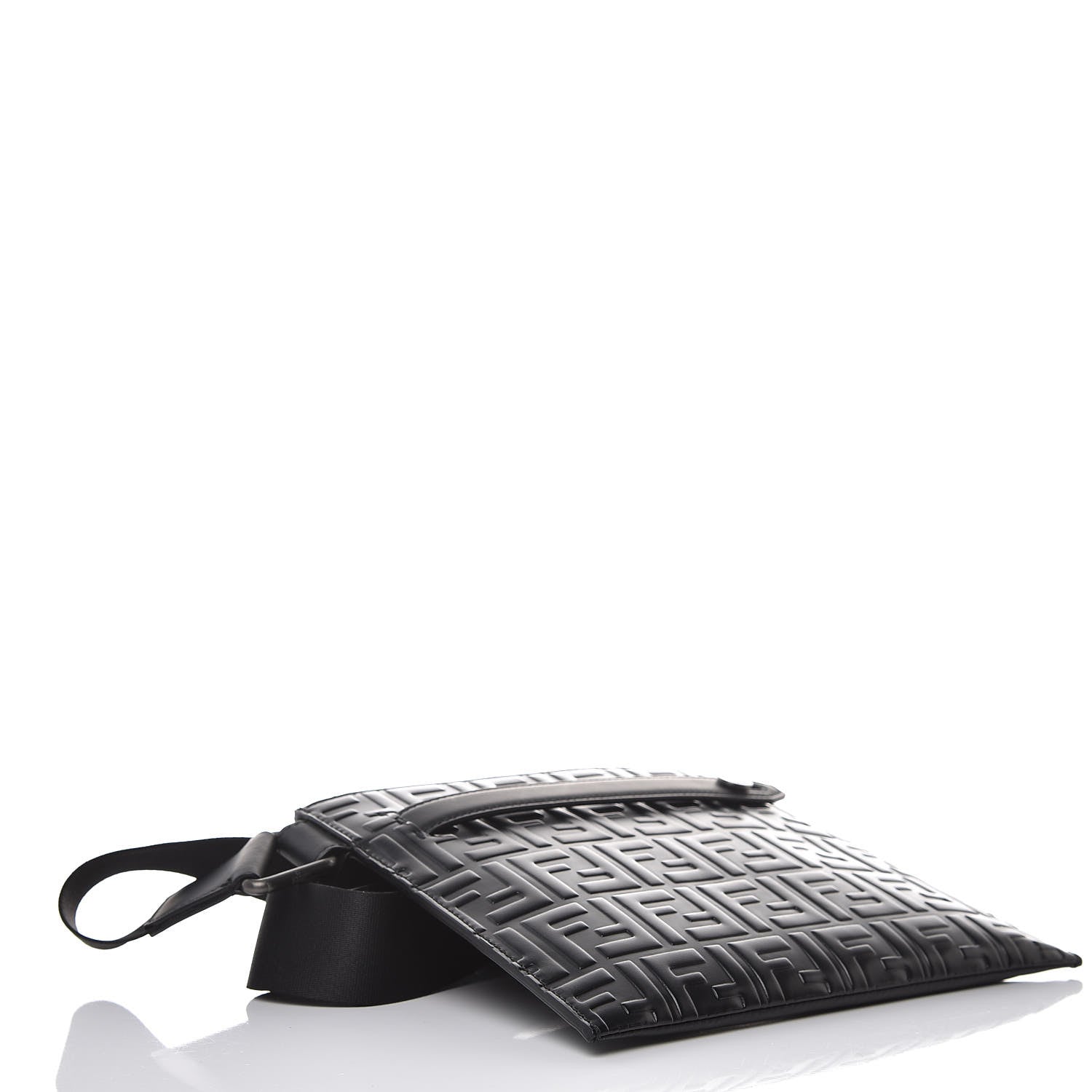 Fendi Vitello Century FF 1974 Embossed Messenger Black 4 of 7