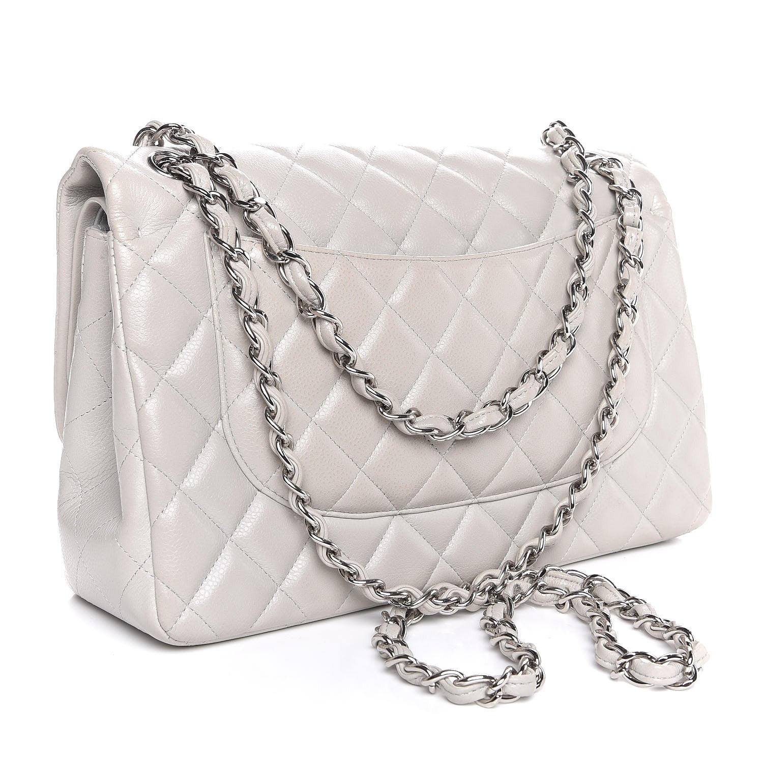 Chanel Caviar Quilted Jumbo Double Flap Light Grey 4 of 16
